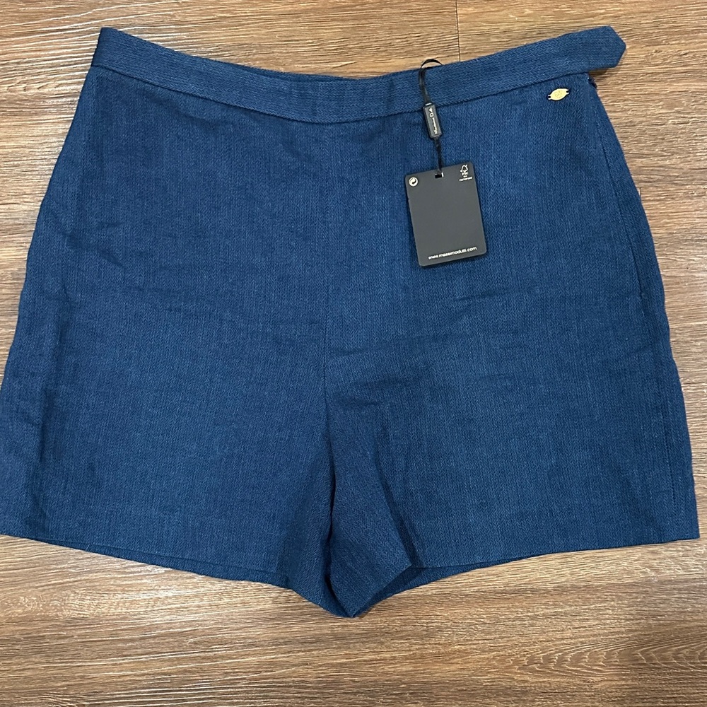 Massimo Dutti High Waist Navy Shorts